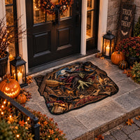 Attic Breach - Green Witch and Black Cat Doormat