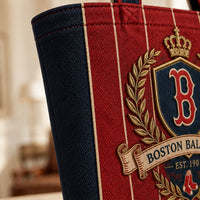 BOS Heritage Crest - Pinstripe Tote in Navy and Red