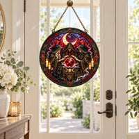 Crimson Séance - Crescent Moon Round Window Hanging