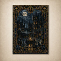 Moonlit Cathedral - Raven and Gilded Border Rug