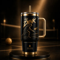 The Dink - Gold-on-Black Pickleball Tumbler Built for Impact