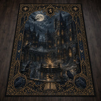 Moonlit Cathedral - Raven and Gilded Border Rug