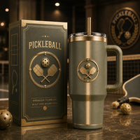Court Crest - Gold Paddle Emblem on Olive Drinkware