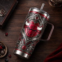 CHI Crest - Ornate Red and Silver Drinkware Statement
