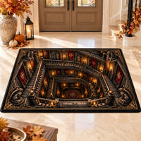 Down the Gargoyle Stairs - Gothic Depth Illusion Rug