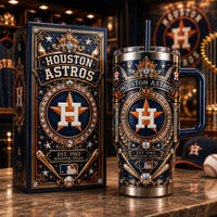 HOU Heritage Crest - Ornate Navy and Gold Tumbler