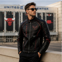 CHI Bull Mark - Red-Lined Panel Moto Jacket