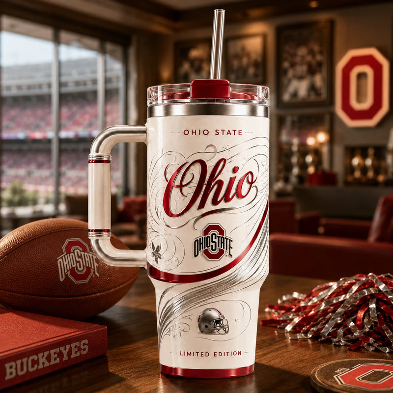 OSU Script - Scarlet Filigree on Cream