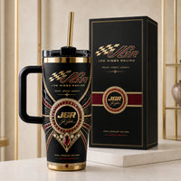 JGR Obsidian - Checkered Crest and Gilded Ornament Tumbler